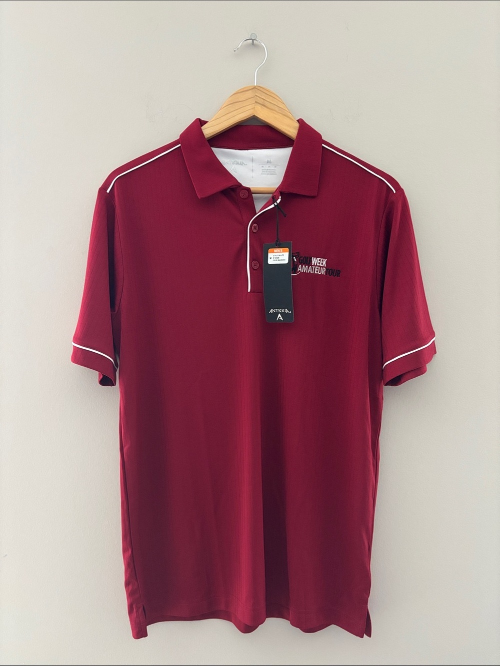 Antigua GolfWeek Amateur Tour Polo Men's Medium Maroon Performance Golf Shirt